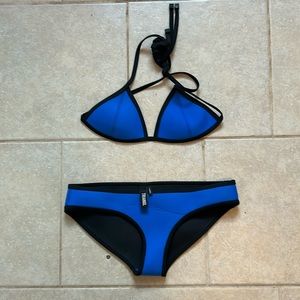 Triangl Swimwear Blue and Black Bikini